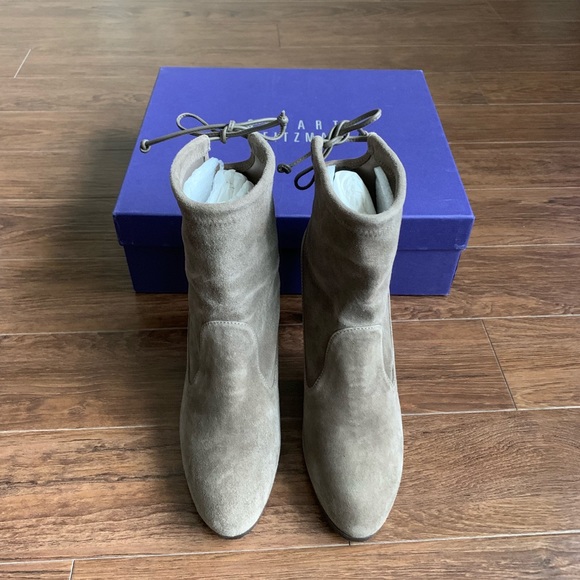 stuart weitzman catch suede booties with ankle tie